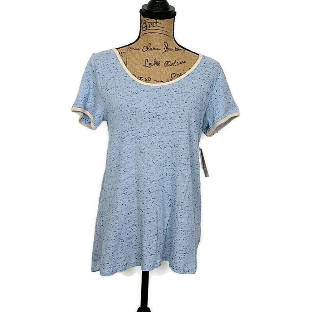 NWT LulaRoe Womens sz S Classic T Shirt Blue Speckled Scoop Neck Short Sleeve